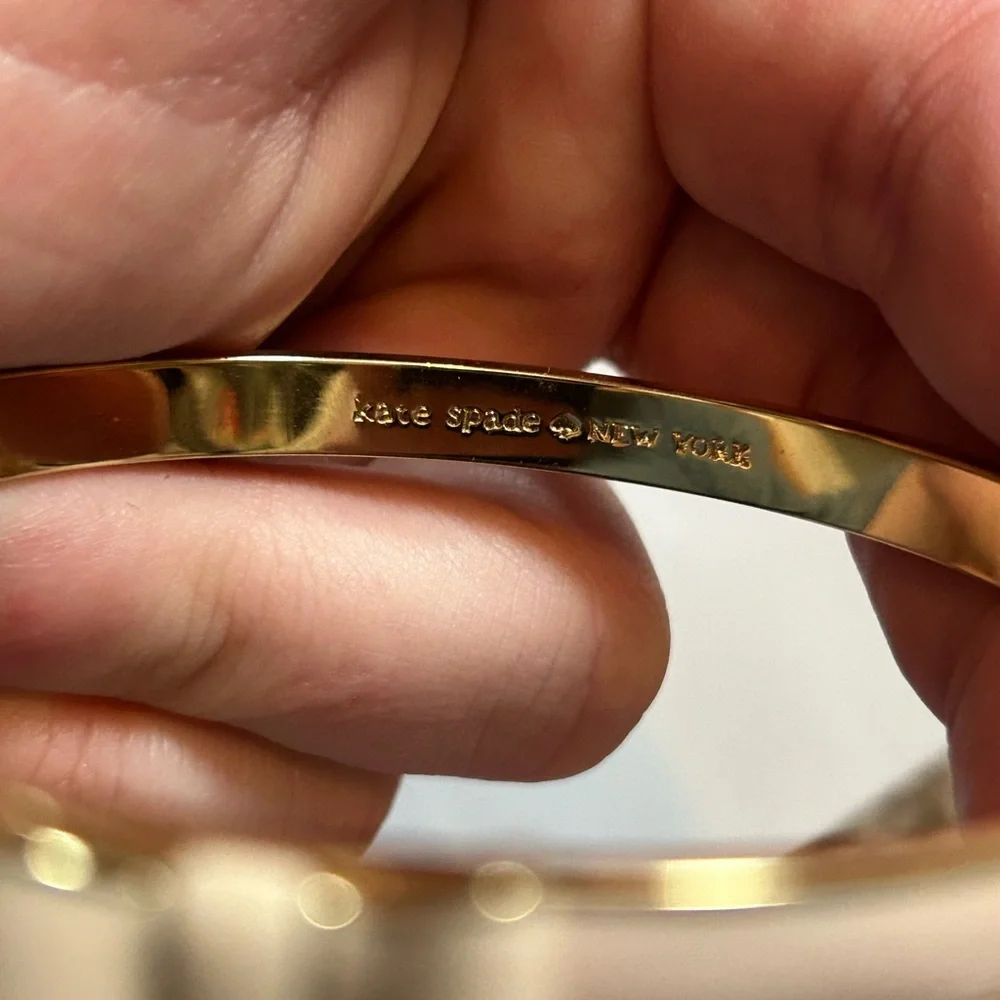 3 vintage Kate Spade New York Gold-Tone Enamel Bangle Bracelet Set - Picture 6 of 9